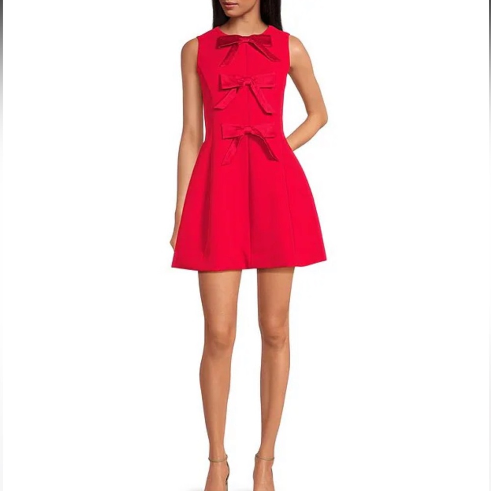 A Loves A Red Bow Mini Dress